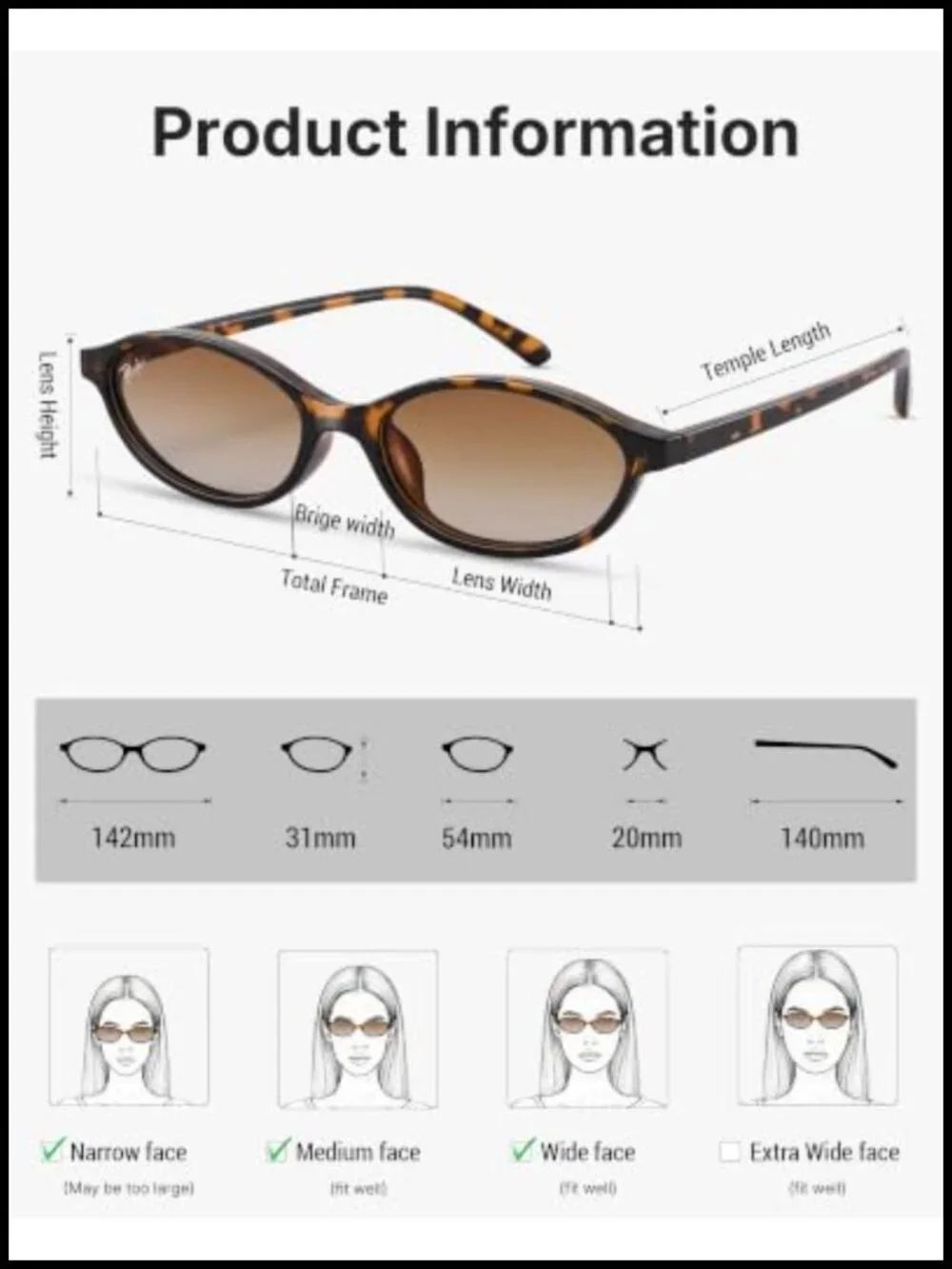 Polarized Retro Oval Cat Eye Sunglasses Lightweight Sun Glasses